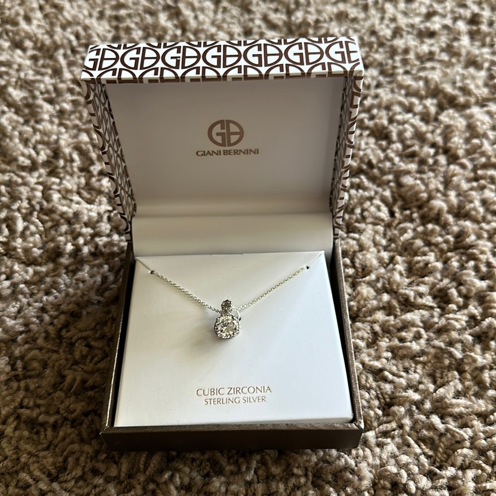 Cubic Zerconia sterling silver necklace